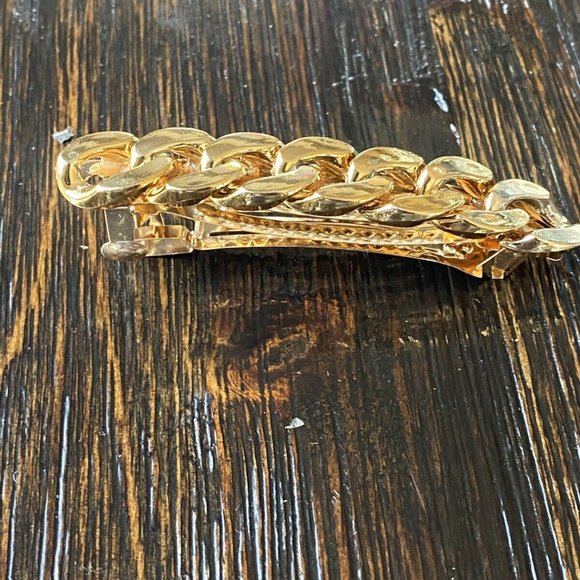 Gold Tone Chunky Chain Hair Clip Barrette Pin Fastener Styling Accessories - Picture 2 of 4
